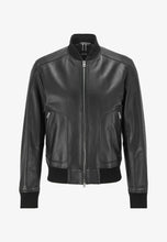Load image into Gallery viewer, Men’s Black Leather Bomber Jacket
