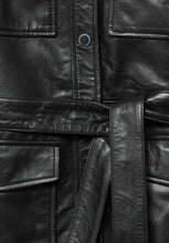 Load image into Gallery viewer, Women’s Black Leather Trucker Coat
