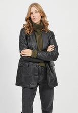 Load image into Gallery viewer, Women’s Oversized Black Leather Blazer
