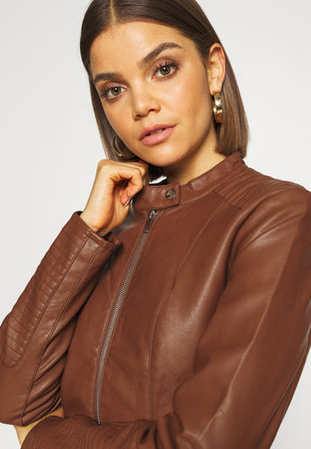 Women’s Chocolate Brown Leather Biker Jacket