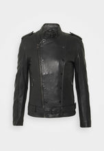 Load image into Gallery viewer, Men&#39;s Black Leather Black Zippers Biker Jacket
