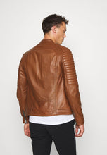 Load image into Gallery viewer, leather biker jacket brown
