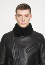 Load image into Gallery viewer, Men&#39;s Biker Black Leather Shearling Jacket
