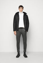 Load image into Gallery viewer, Men&#39;s Black Leather Shearling Hooded Jacket
