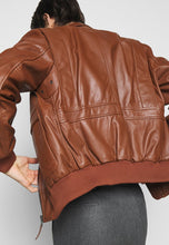 Load image into Gallery viewer, brown leather bomber jacket mens
