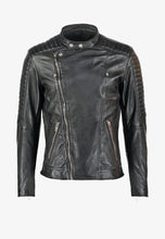 Load image into Gallery viewer, Men’s Black Quilted Leather Biker Jacket
