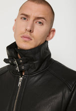 Load image into Gallery viewer, Men&#39;s Black Leather Black Shearling Jacket
