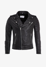 Load image into Gallery viewer, black leather jacket men
