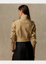 Load image into Gallery viewer, Women’s Tan Beige Suede Leather Short Trucker Jacket
