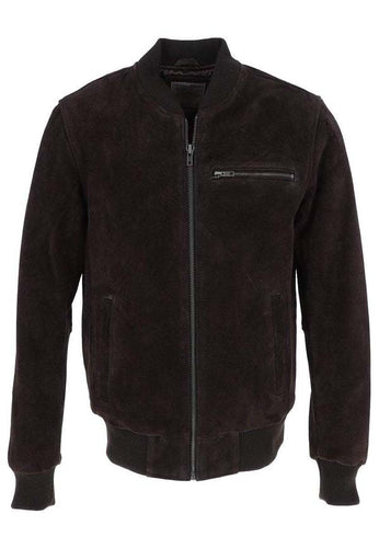 Men’s Black Suede Leather Bomber Jacket