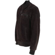 Load image into Gallery viewer, Men’s Black Suede Leather Bomber Jacket
