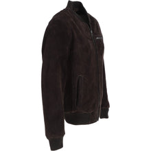 Load image into Gallery viewer, Men’s Black Suede Leather Bomber Jacket
