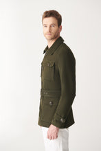 Load image into Gallery viewer, Men’s Green Suede Leather Trucker Coat
