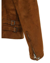 Load image into Gallery viewer, Men’s Tan Brown Leather Biker Jacket
