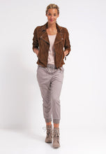 Load image into Gallery viewer, Women’s Tan Brown Suede Leather Biker Jacket

