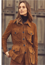 Load image into Gallery viewer, Women’s Tan Brown Suede Leather Button Downed Coat

