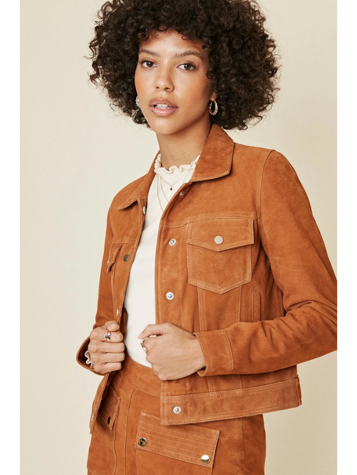 Khaki suede jacket womens online