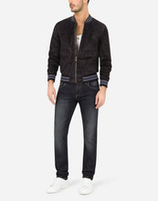 Load image into Gallery viewer, Men&#39;s Black Suede Leather Bomber jacket
