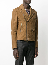 Load image into Gallery viewer, Men’s Brown Suede Leather Biker Jacket
