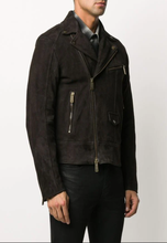 Load image into Gallery viewer, Men’s Black Suede Leather Biker Jacket
