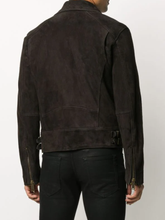 Load image into Gallery viewer, Men’s Black Suede Leather Biker Jacket
