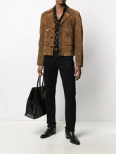 Load image into Gallery viewer, Men’s Tan Brown Suede Leather Biker Jacket
