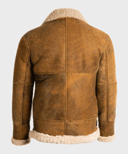 Load image into Gallery viewer, Men&#39;s Aviator Shearling B3 Sheepskin Leather Jacket In Brown
