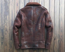 Load image into Gallery viewer, Men&#39;s B3 Leather Bomber Shearling Sheepskin Leather Wool Jackets
