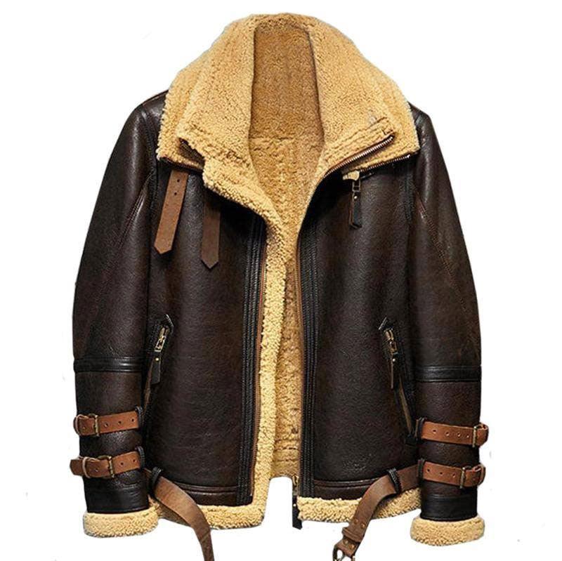 B3 Aviator Flight Sheepskin Fur Leather Jacket
