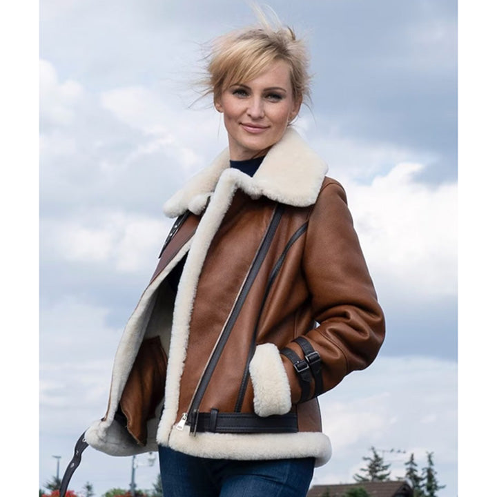 Buy Brown B3 RAF Aviator Shearling Leather Jacket for Women Online