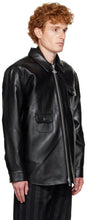 Load image into Gallery viewer, Men’s Black Leather Shirt Jacket Trendy Design
