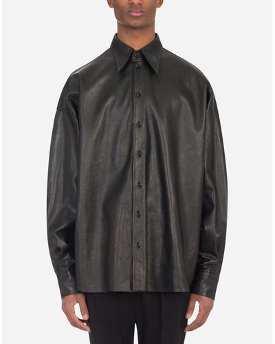 Men’s Black Leather Shirt Oversized