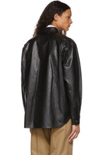 Load image into Gallery viewer, Men’s Black Leather Shirt Trendy Design
