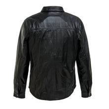 Load image into Gallery viewer, Men’s Black Padded Biker Genuine Leather Shirt
