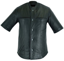 Load image into Gallery viewer, Men’s Black Perforated Sheepskin Leather Shirt
