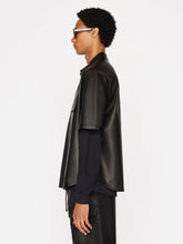 Load image into Gallery viewer, Men’s Half Sleeves Black Genuine Sheepskin Leather Shirt
