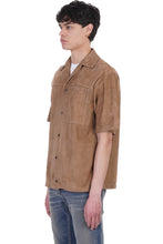 Load image into Gallery viewer, Men’s Half Sleeves Cream Brown Suede Leather Shirt
