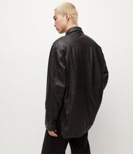 Load image into Gallery viewer, Men’s Oversized Black Genuine Sheepskin Leather Shirt
