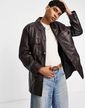 Load image into Gallery viewer, Men’s Oversized Black SheepSkin Leather Shirt
