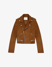 Load image into Gallery viewer, Women’s Brown Suede Leather Biker Jacket
