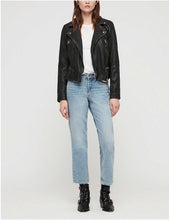 Load image into Gallery viewer, Women’s Distressed Black Leather Biker Jacket
