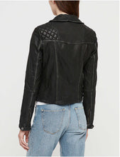 Load image into Gallery viewer, Women’s Distressed Black Leather Biker Jacket
