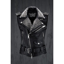 Load image into Gallery viewer, Leather Biker Punk Vest Online
