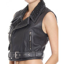 Load image into Gallery viewer, black leather vest womens

