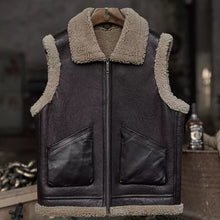 Load image into Gallery viewer, Men’s Dark Brown Leather Shearling Vest
