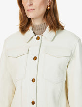 Load image into Gallery viewer, Women’s White Leather Trucker Jacket
