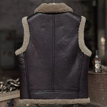 Load image into Gallery viewer, Men’s Dark Brown Leather Shearling Vest
