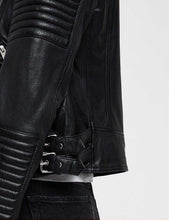 Load image into Gallery viewer, Women’s Black Leather Biker Jacket

