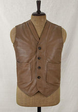 Load image into Gallery viewer, Men’s Brown Leather Biker Vest
