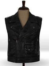 Load image into Gallery viewer, Men’s Black Leather Biker Vest
